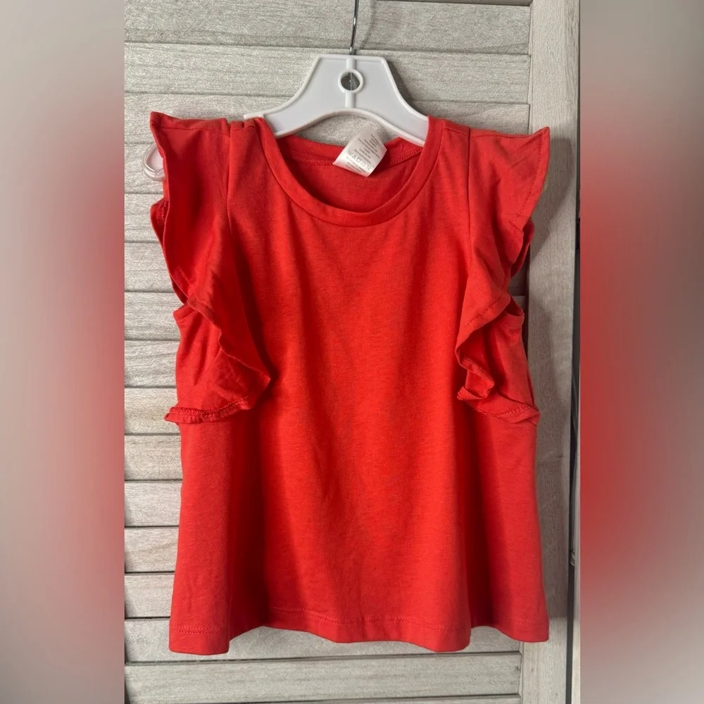 Gymboree Red/Orange Ruffle Sleeve Kids Top. NWT. Size XS. Red/ Orange Color